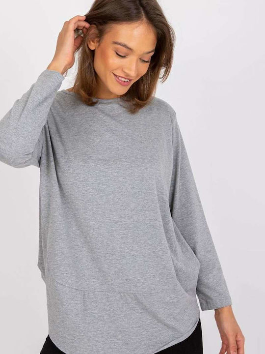 Ex Moda Damen Bluse Baumwolle Langärmelig Gray