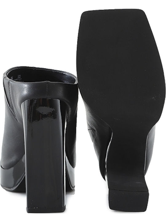 Monoco Mules με Λεπτό Ψηλό Τακούνι σε Μαύρο Χρώμα