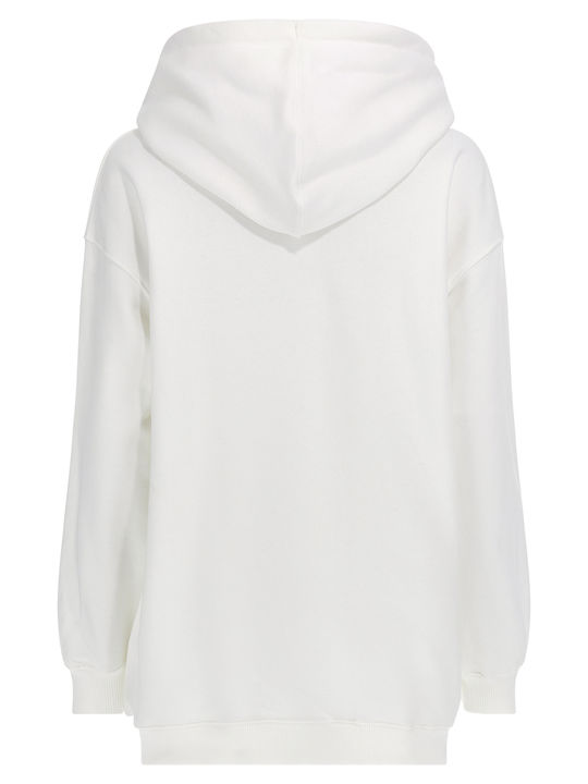 Long Women's Sweatshirt Hooded White