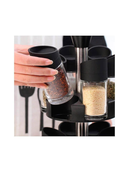Plastic Tabletop Rotating Spice Rack PV-12 Black 12pcs