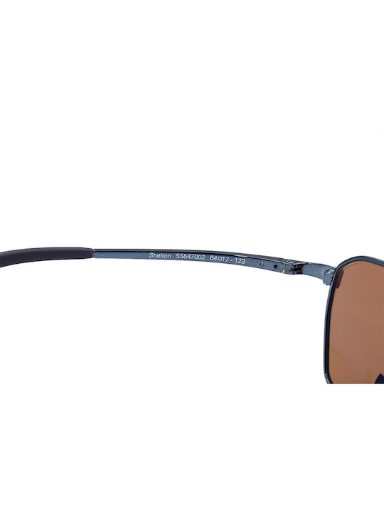 Serengeti Shelton Unisex Sunglasses with Blue Metal Frame and Brown Lens