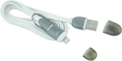 Flat USB to Lightning/micro USB Cable Λευκό 1m (CAB2552)
