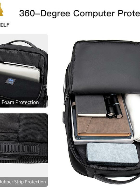Arctic Hunter Golden Wolf GB00399 Wasserdicht Tasche Rucksack für Laptop 15.6" in Schwarz Farbe