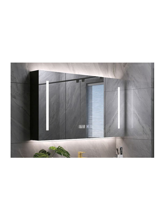 Sparke Zerkal Quadratischer Badezimmerspiegel LED aus MDF mit Schrank 65x65cm Schwarz