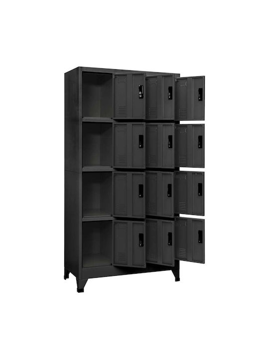 Шкаф Метал с 12 шкафчета Charcoal 90x45x180бр