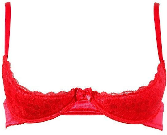 Cottelli Collection Erotic Satin Lace Bra Set Sexy Σετ Εσωρούχων με Δαντέλα Red