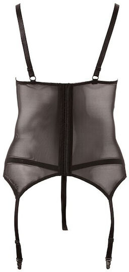 Cottelli Collection Plus Size Basque Set Sexy Σετ Εσωρούχων με Δαντέλα & Ζαρτιέρες Black Plus Size 2τμχ