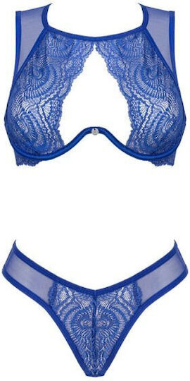 Obsessive Giselia Sexy Σετ Εσωρούχων με Δαντέλα Blue 2τμχ