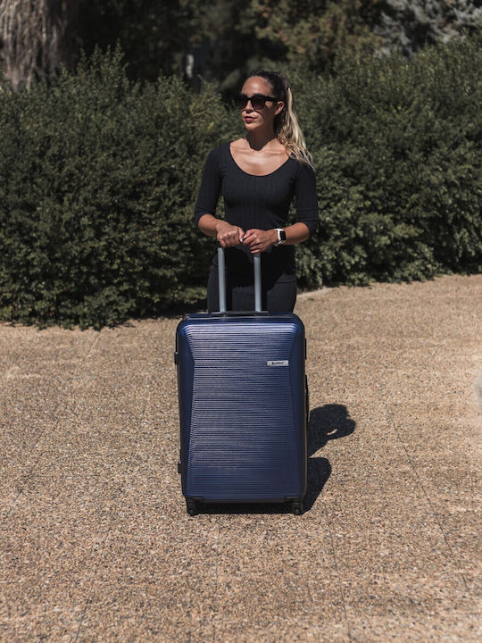 Cardinal 2009 Large Hard Navy Blue Suitcase With 4 Wheels Height 70cm