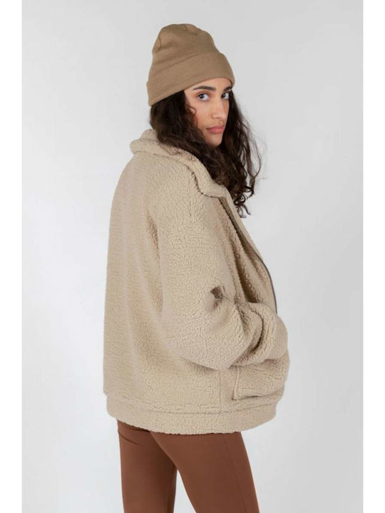 Kurz Damen Puffer Jacke für Winter Beige