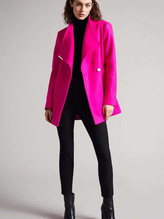 Ted Baker Γυναικείο Deep Pink Παλτό με Ζώνη