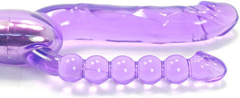 Seven Creations Dublu Vibrator Vibrator dublu cu gel vaginal și anal 28cm Violet