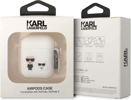 Karl Lagerfeld Karl Choupette Θήκη Σιλικόνης με Γάντζο σε Λευκό χρώμα για Apple AirPods