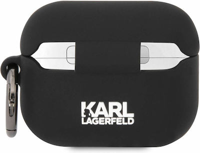 Karl Lagerfeld Karl Choupette Hülle Silikon mit Haken in Schwarz Farbe für Apple AirPods Pro