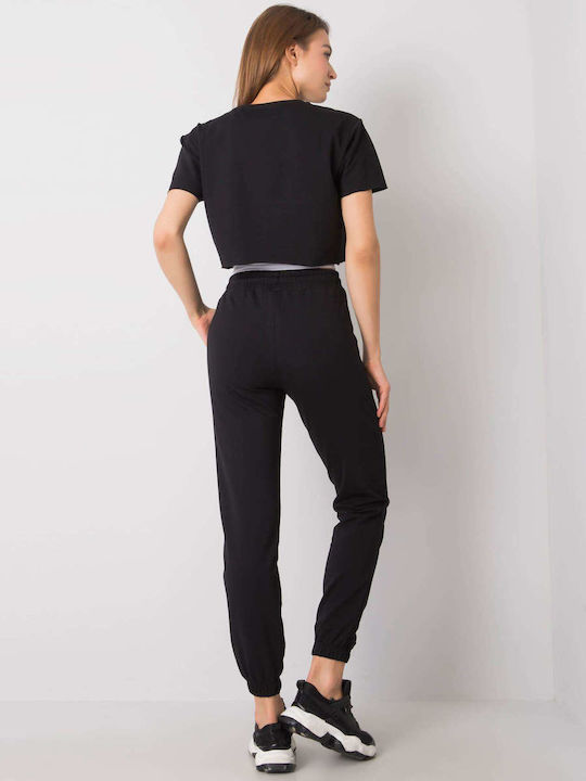 Rue Paris Damen-Sweatpants-Set Schwarz