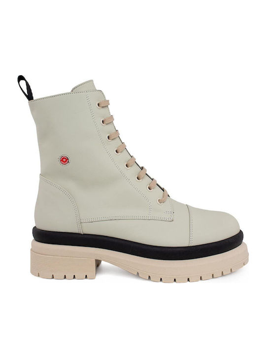 Leder Stiefeletten Damen Beige