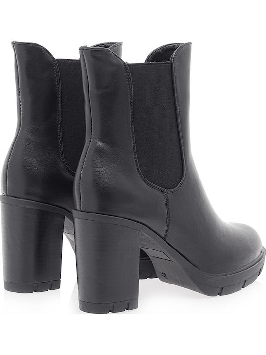 Damen Chelsea Stiefeletten mit hohem Absatz Schwarz