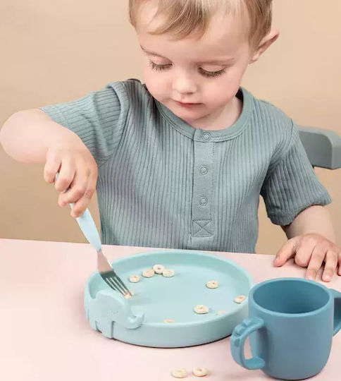 Done by Deer Baby Cutlery Set Animals made of Metal Blue 3pcs