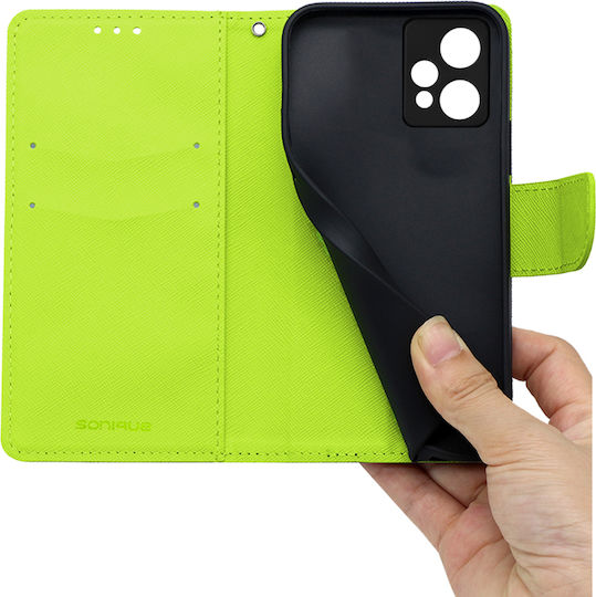 Sonique Trend Book Synthetic Leather Dark Blue / Acid Green (Realme 9 4G / Realme 9 Pro Plus 5G)