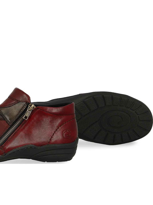 Leather Women's Ankle Boots Platform Burgundy