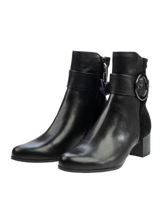 Leder Stiefeletten Damen Schwarz
