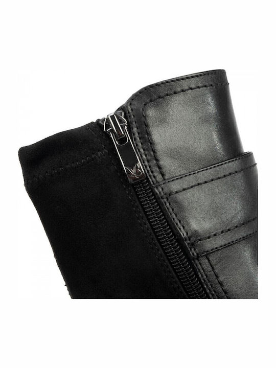 Leder Stiefeletten Damen Schwarz
