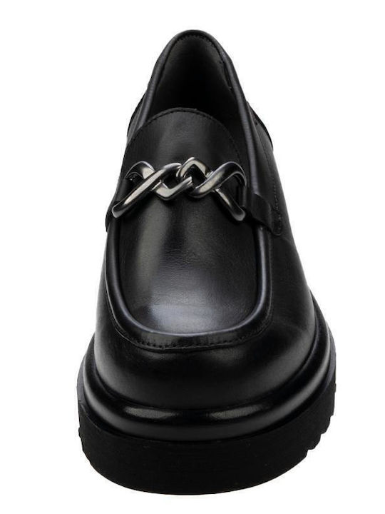 Leather Women's Moccasins in Black Color