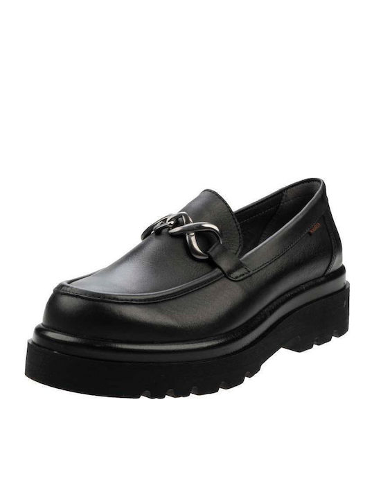 Leather Women's Moccasins in Black Color