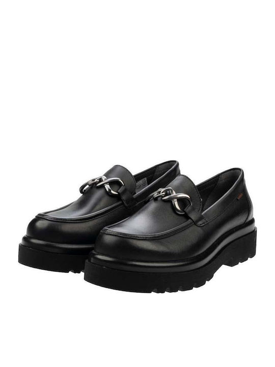 Leather Women's Moccasins in Black Color