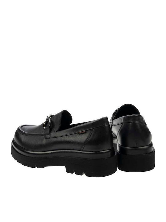 Leather Women's Moccasins in Black Color