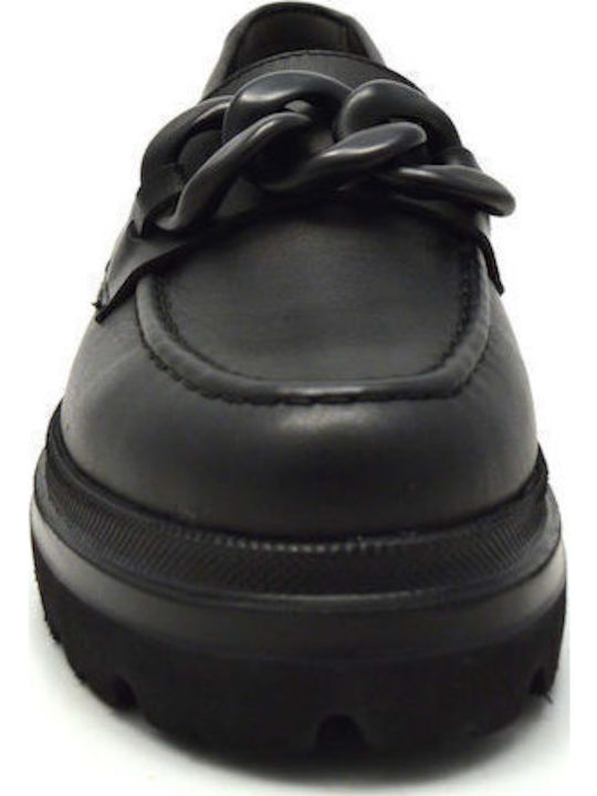 Leather Women's Moccasins in Black Color