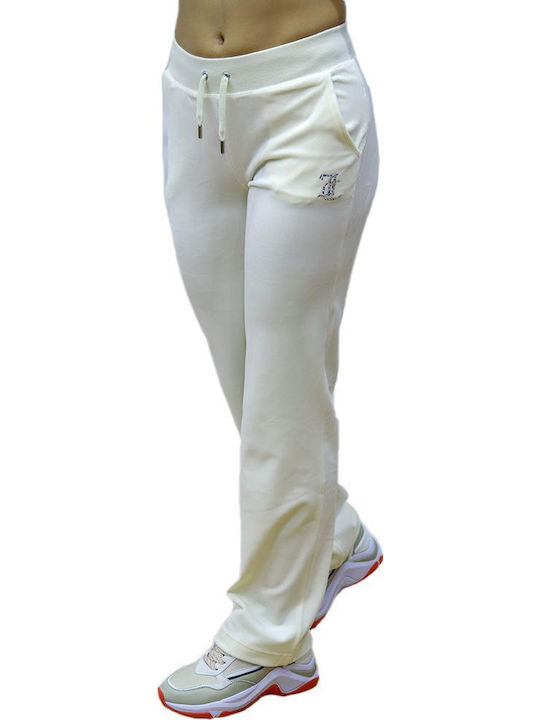 Sweatpants Flared Velvet White