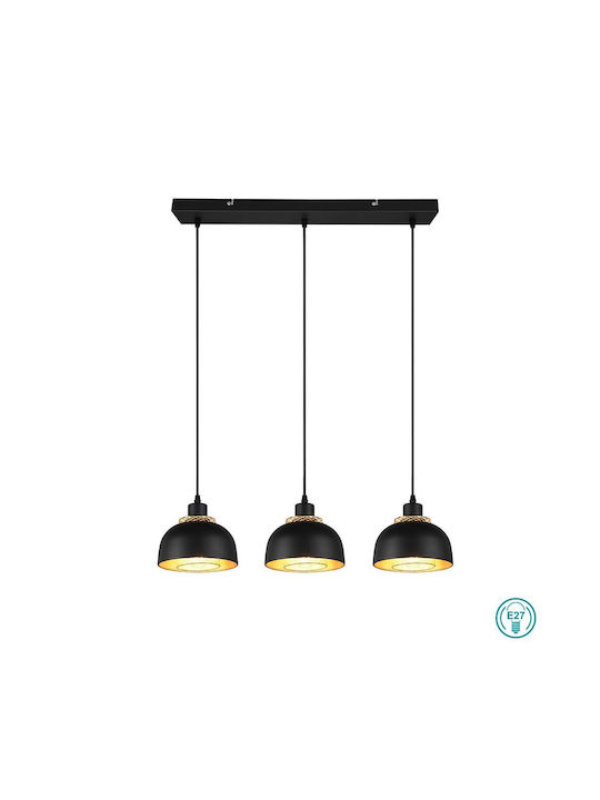 Trio Lighting Punch Adjustable Pendant Light Black Rail with Socket E27 68x18x150cm