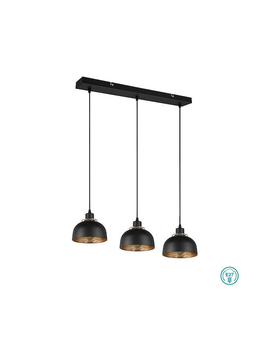 Trio Lighting Punch Adjustable Pendant Light Black Rail with Socket E27 68x18x150cm