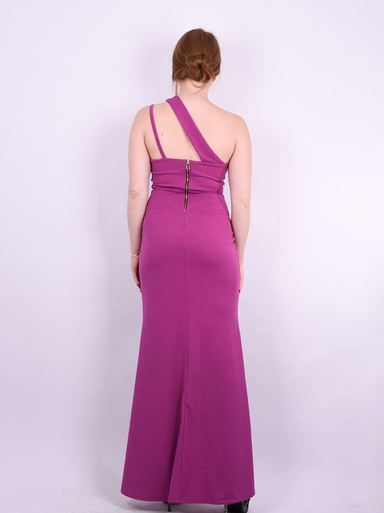 Abigail maxi dress with slit Fuchsia