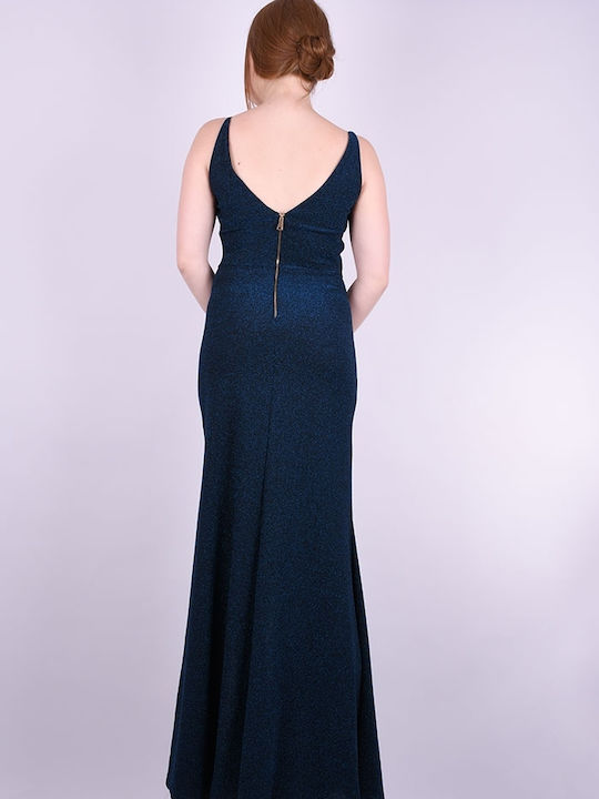 Dress for wedding/baptism maxi lurex Blue