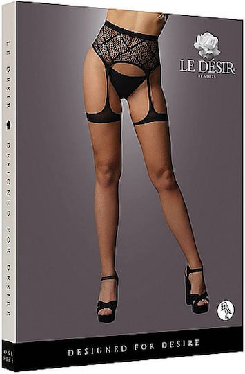 Le Désir Striped Fishnet Garterbelt Ζαρτιέρες Black