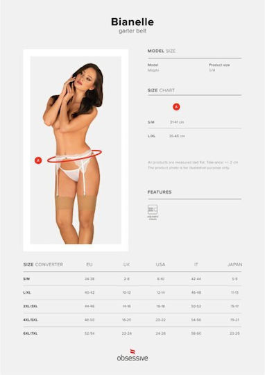 Obsessive Bianelle Strumpfbänder mit Spitze Garter Belt Weiß