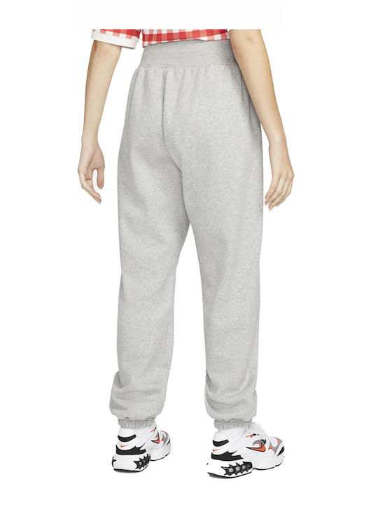 Sportswear Ψηλόμεσο Παντελόνι Φόρμας με Λάστιχο Fleece Γκρι