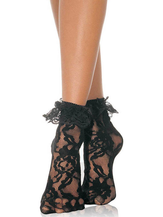 Leg Avenue Lace Anklet With Ruffle Sexy Κάλτσες Μαύρες