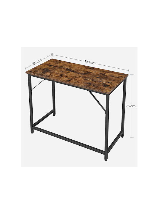 Schreibtisch Holz Rustic Brown / Black mit Metallbeinen 100x50x75cm