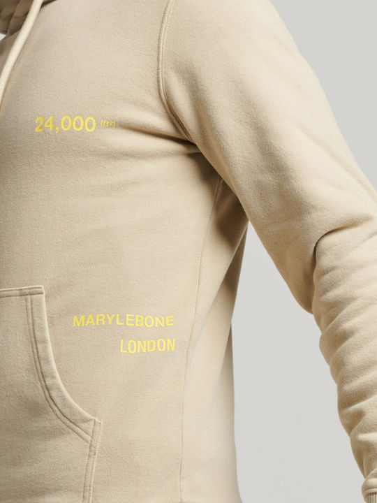 Stacked Sweatshirt with Hood Beige