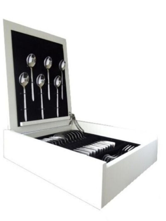 Dinox 30-Piece Stainless Steel 18/10 Silver Cutlery Set with Suitcase Cuba