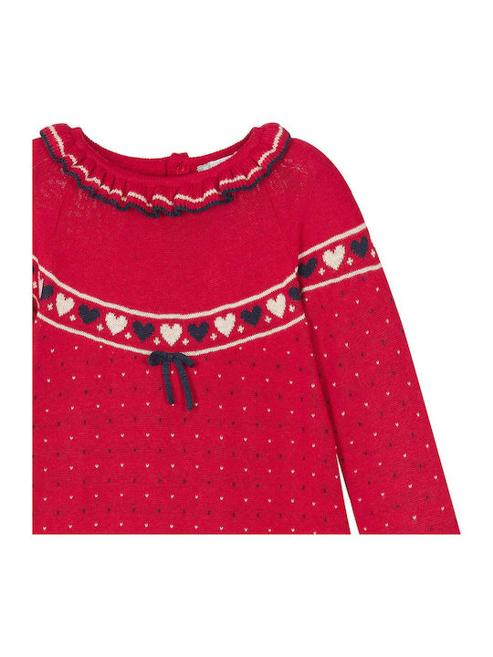 Kinderkleid Langärmelig Knitted Set mit Strumpfhose Rot