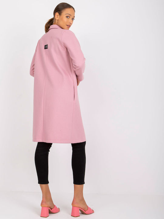 Rue Paris Women's Midi Coat Light Pink