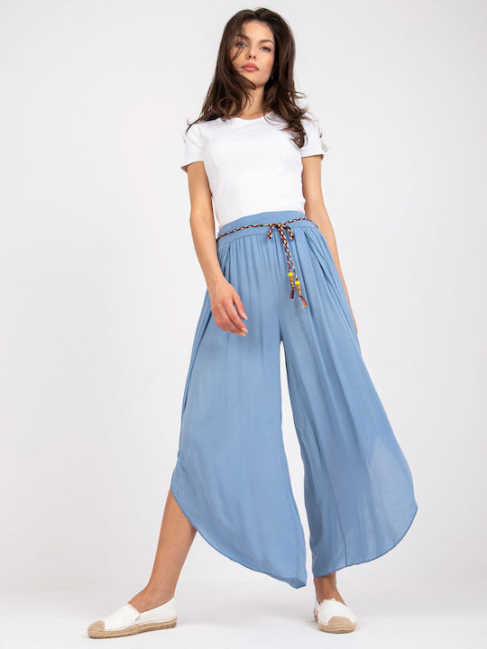 Och Bella Damen Stoff Palazzo-Hose Hellblau