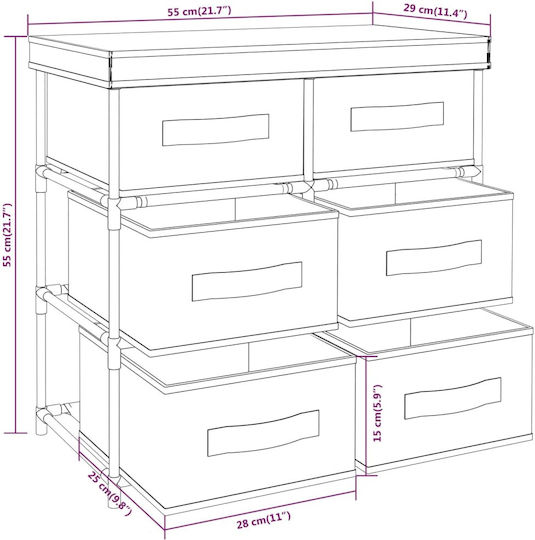 Metall Büroaufbewahrungsschublade Schwarz 55x29x55cm