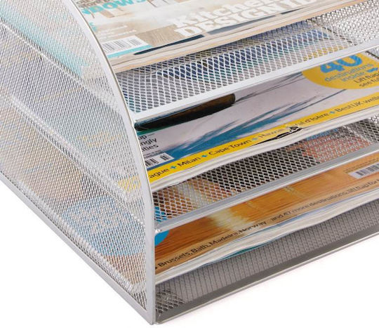 Osco Tavă pentru Documente Metalic cu 3 Rafturi Gri 37x17x24cm.