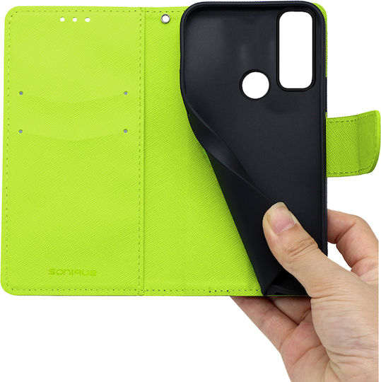 Sonique Trend Wallet Δερματίνης Σκούρο Μπλε / Λαχανί (TCL 20 R 5G)