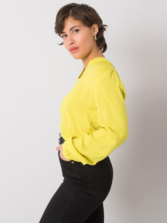 Rue Paris Women's Monochrome Long Sleeve Shirt Yellow